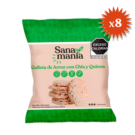 Galletas de Arroz con Chía y Quinoa – 8 paquetes (2 c/u)