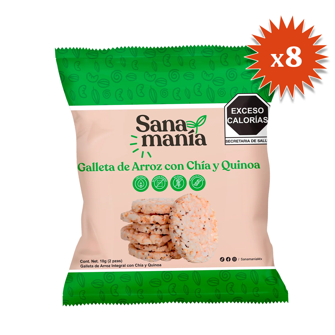 Galletas de Arroz con Chía y Quinoa – 8 paquetes (2 c/u)